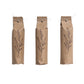Three brown paper packages with leaf designs on a white background