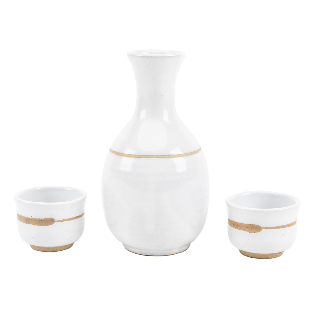 Sake Set: Tokkuri 徳利 and Two Sake Cups