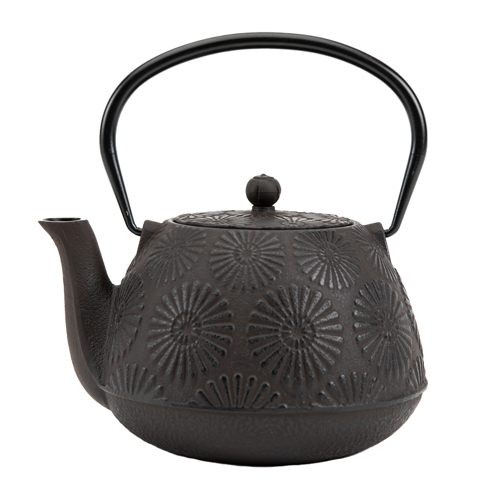 Chrysanthemum Flower Cast Iron Teapot