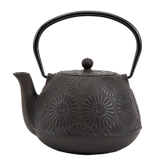 Chrysanthemum Flower Cast Iron Teapot