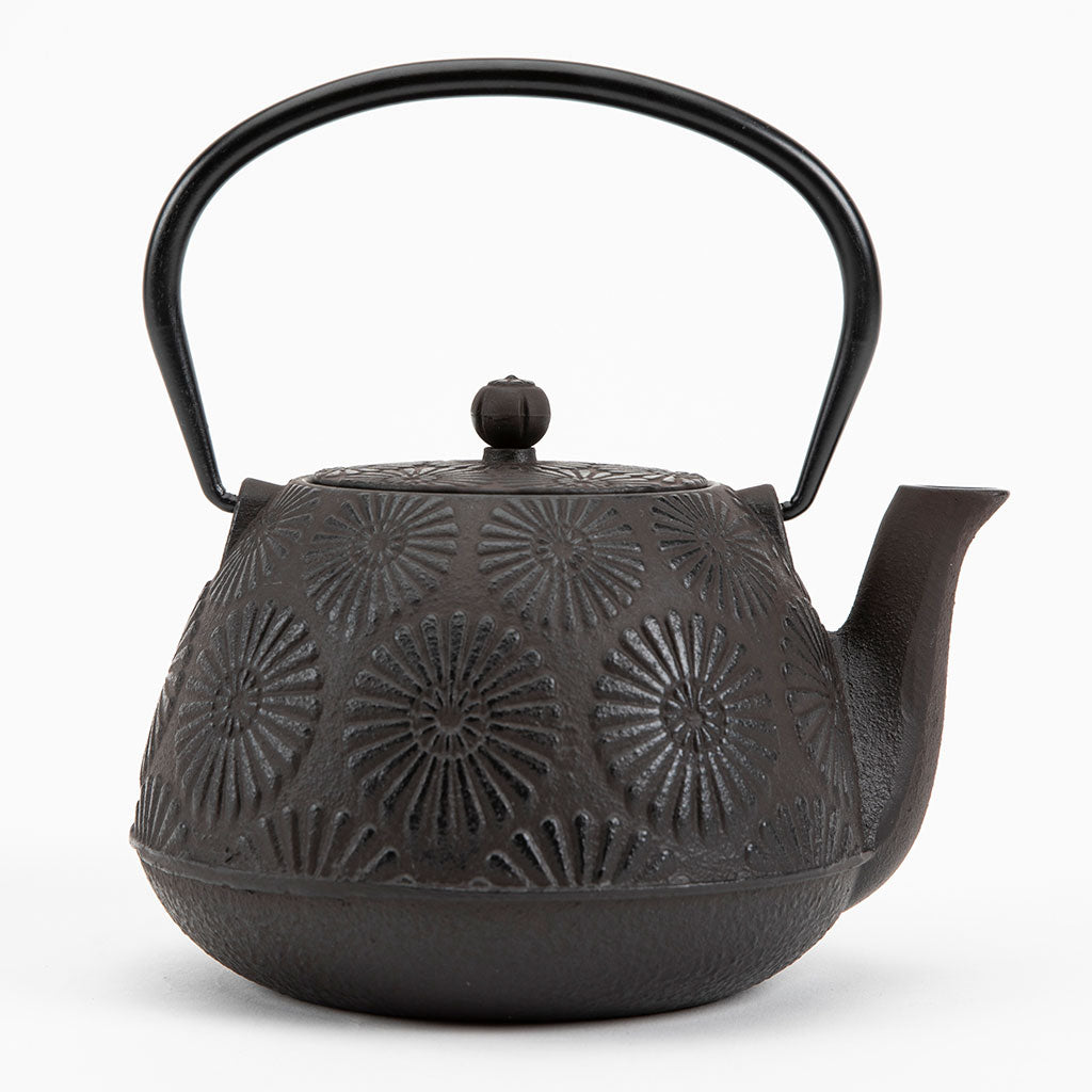 Chrysanthemum Flower Cast Iron Teapot