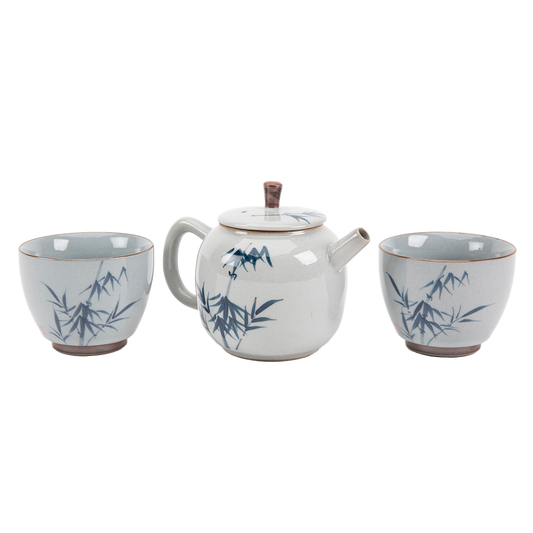 Bamboo Motif Hand-Painted Tea Set