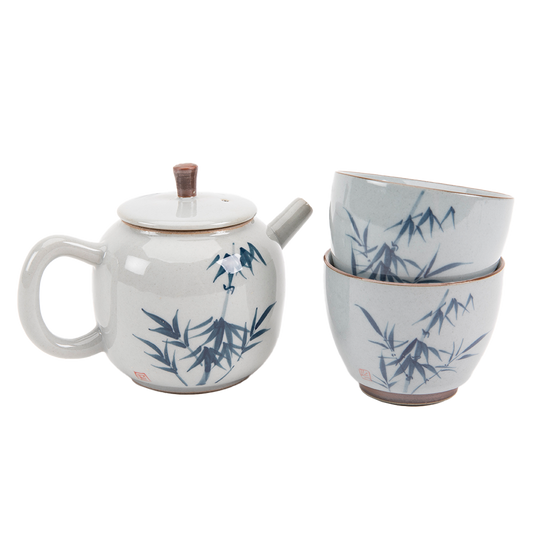 Bamboo Motif Hand-Painted Tea Set