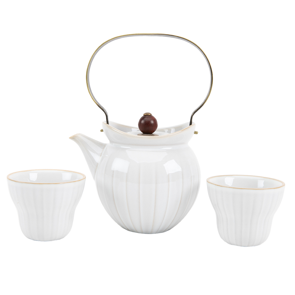 White Teapot and Teacup Set