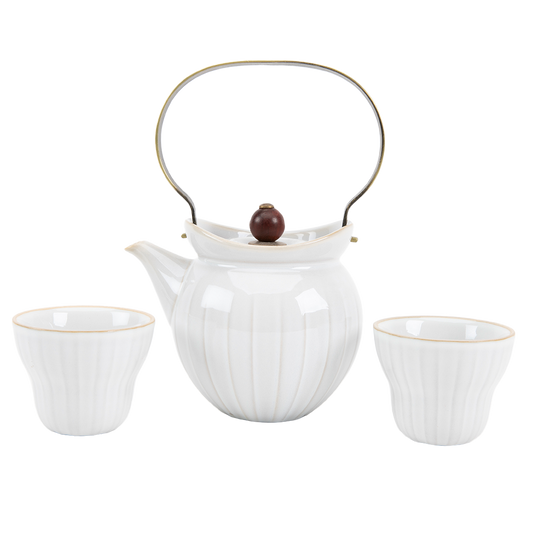 White Teapot and Teacup Set