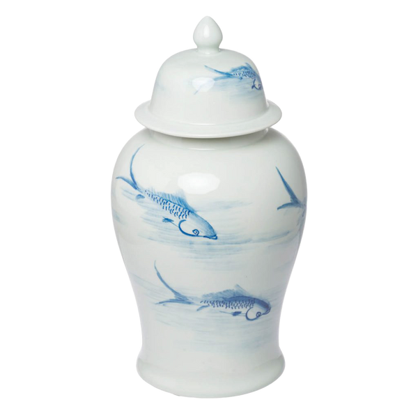 chinesekoi fish lid box porcelain 16 Inch Koi Motif chinese Fishbowl Planter decorated so no two pieces are completely identical New Chinese Koi Porcelain - 8