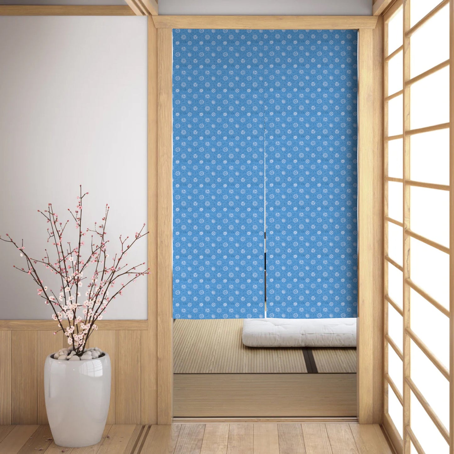 Dandelion Blue Noren Japanese Door Curtain