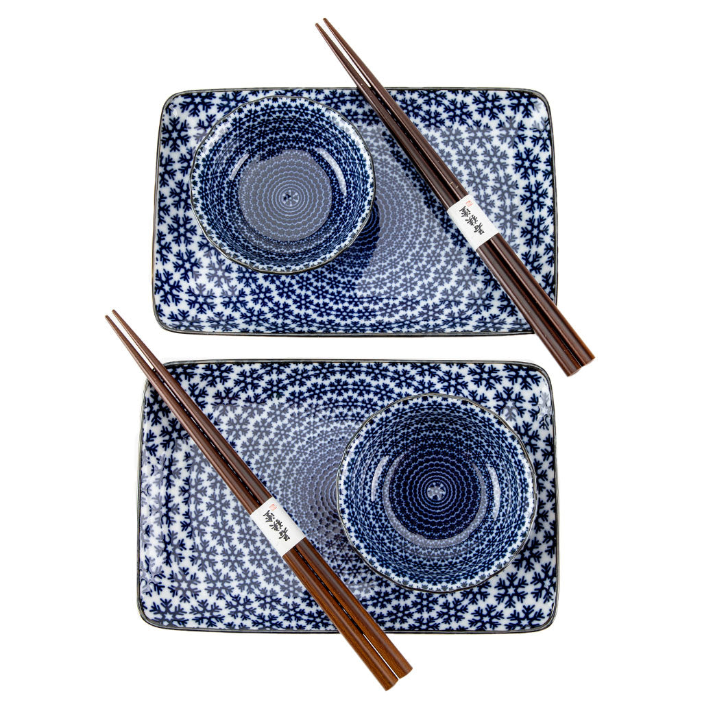 Sushi Set For Two: Indigo and White