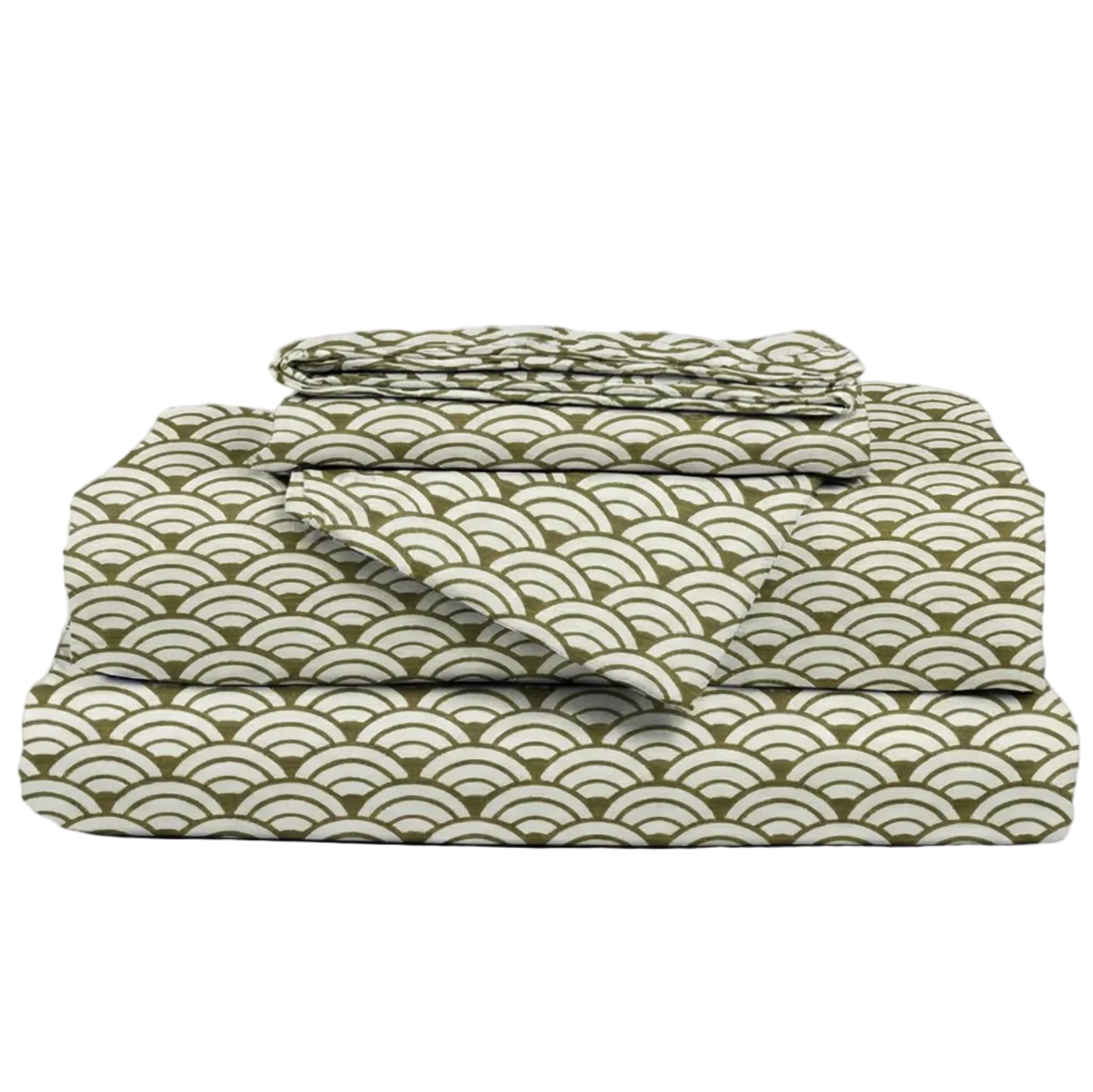 Folded fabric with wave pattern on a white background