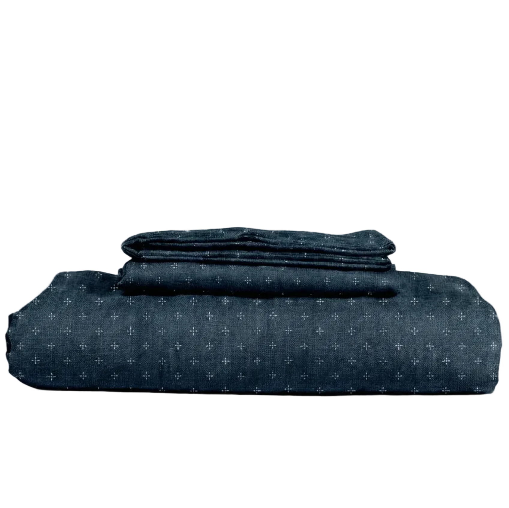 Dark blue textured sheet set on a white background