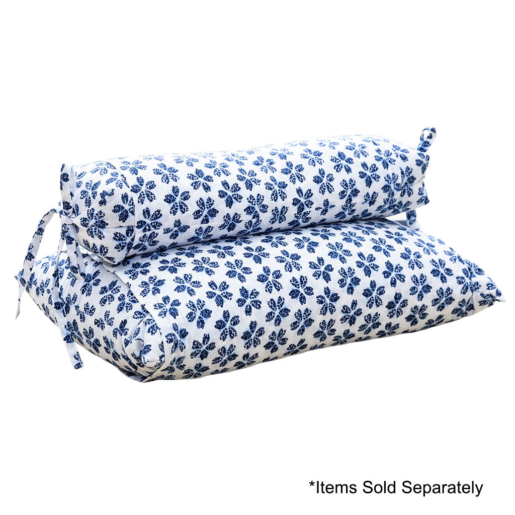 J-Life Plum Blossom Navy Buckwheat Hull Pillow