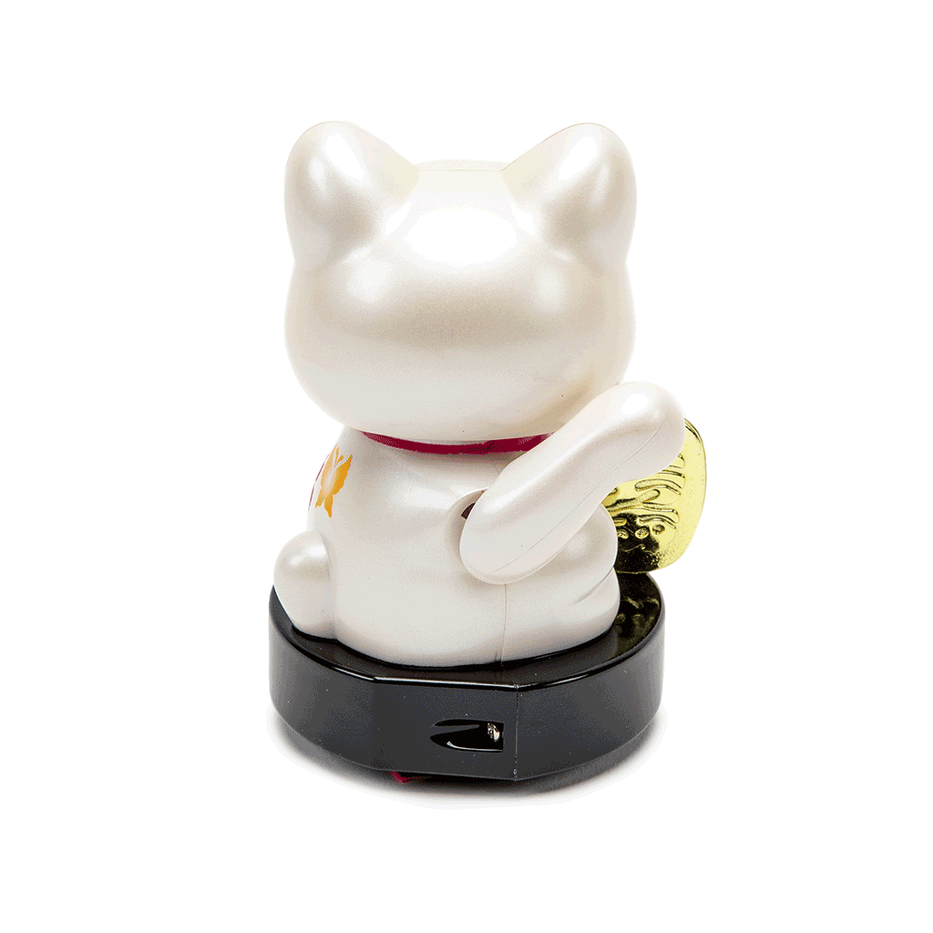 Solar-Powered Waving Maneki Neko - Peony