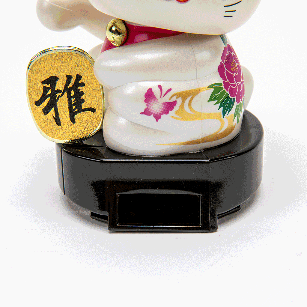 Solar-Powered Waving Maneki Neko - Peony