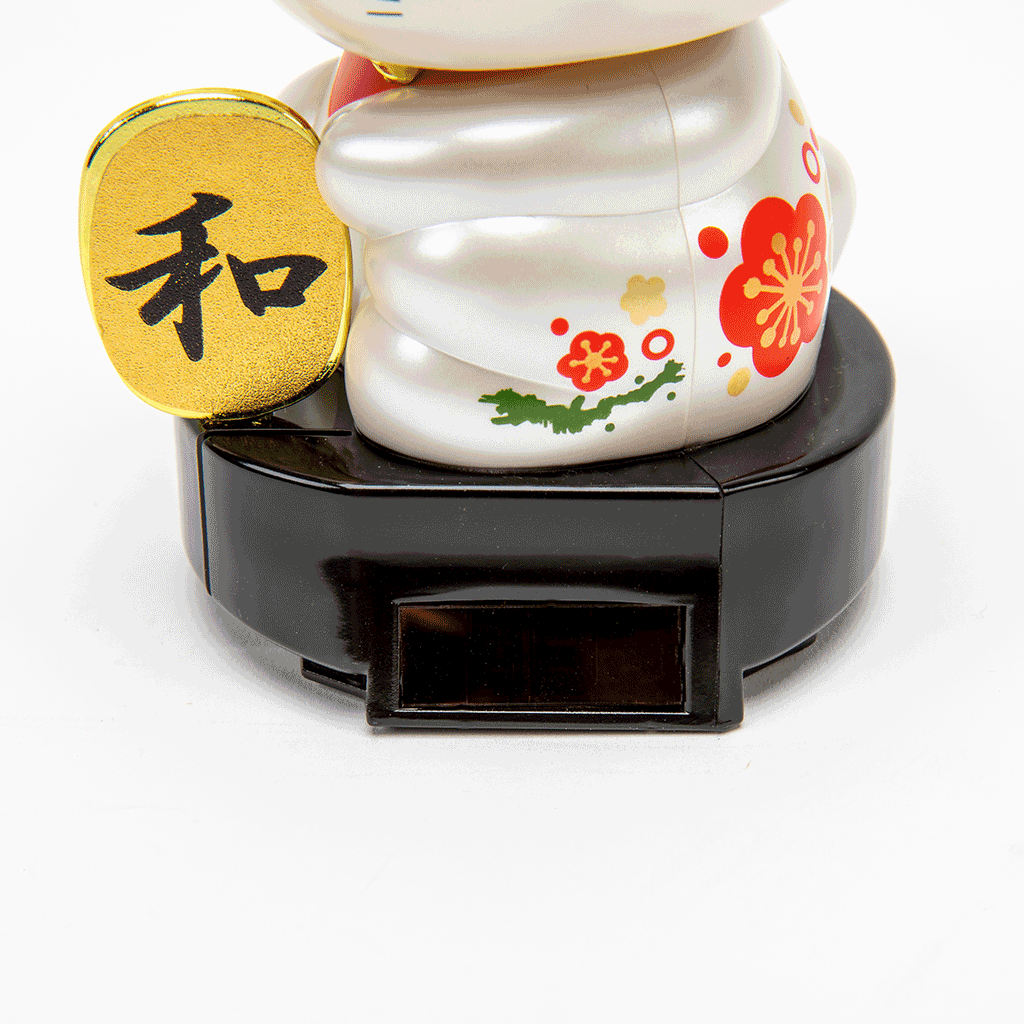 Solar-Powered Waving Maneki Neko - Cherry Blossom