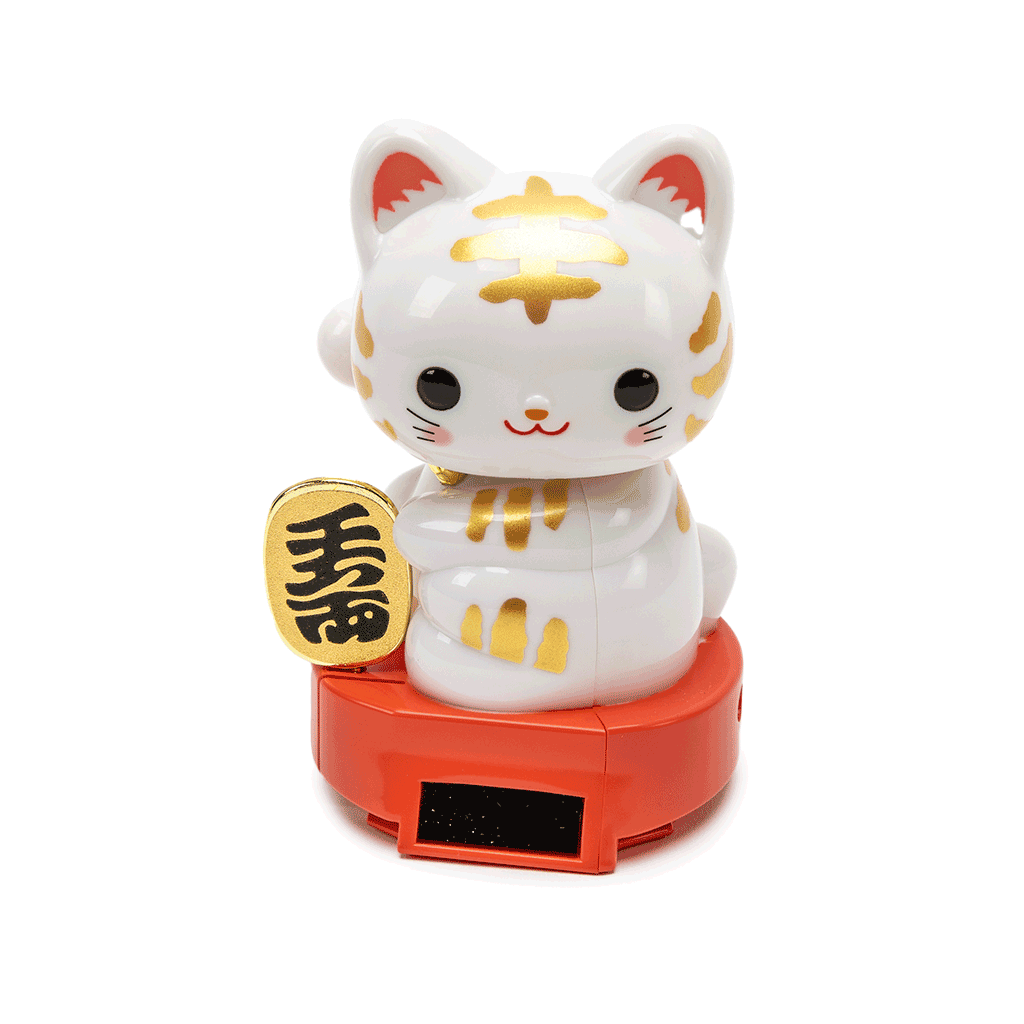 Solar Powered Waving Maneki Neko Cat Figurine J Life J Life
