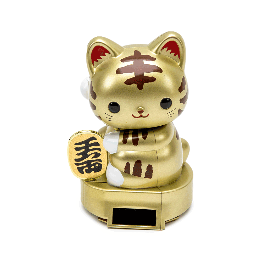 Solar Powered Waving Maneki Neko Cat Figurine J Life J Life