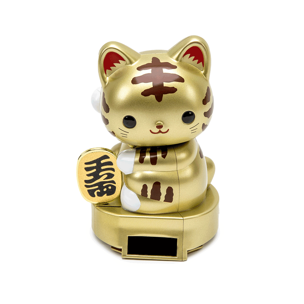 Solar-Powered Waving Maneki Neko - Solid Gold