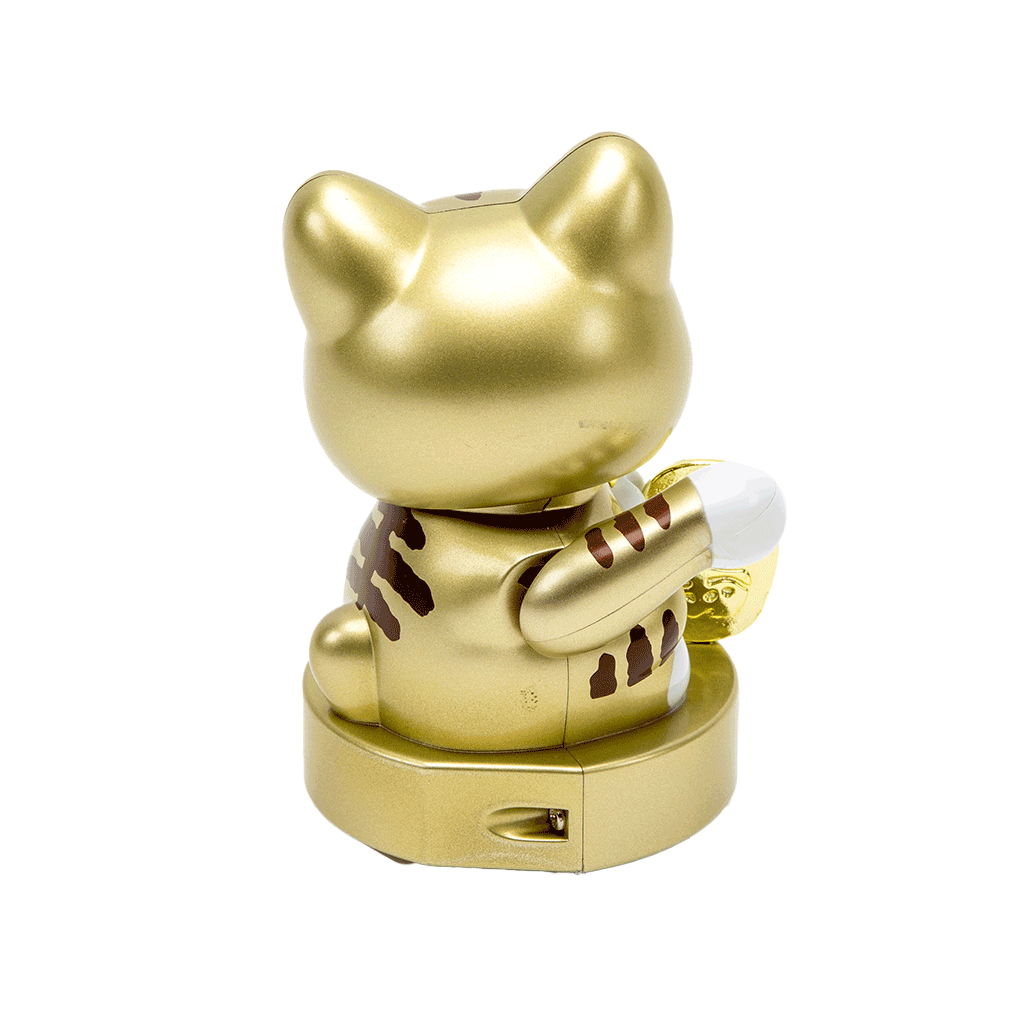 Solar-Powered Waving Maneki Neko - Solid Gold