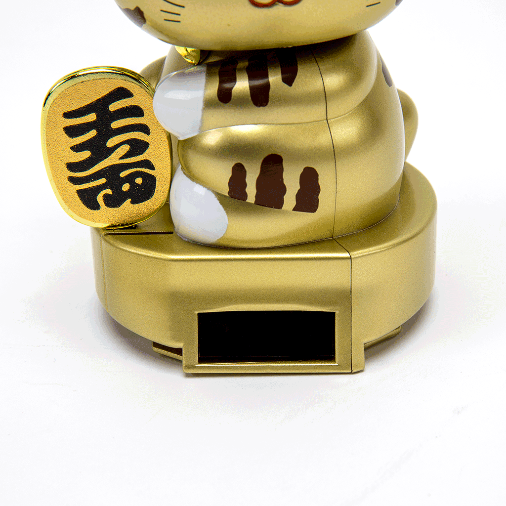 Solar-Powered Waving Maneki Neko - Solid Gold