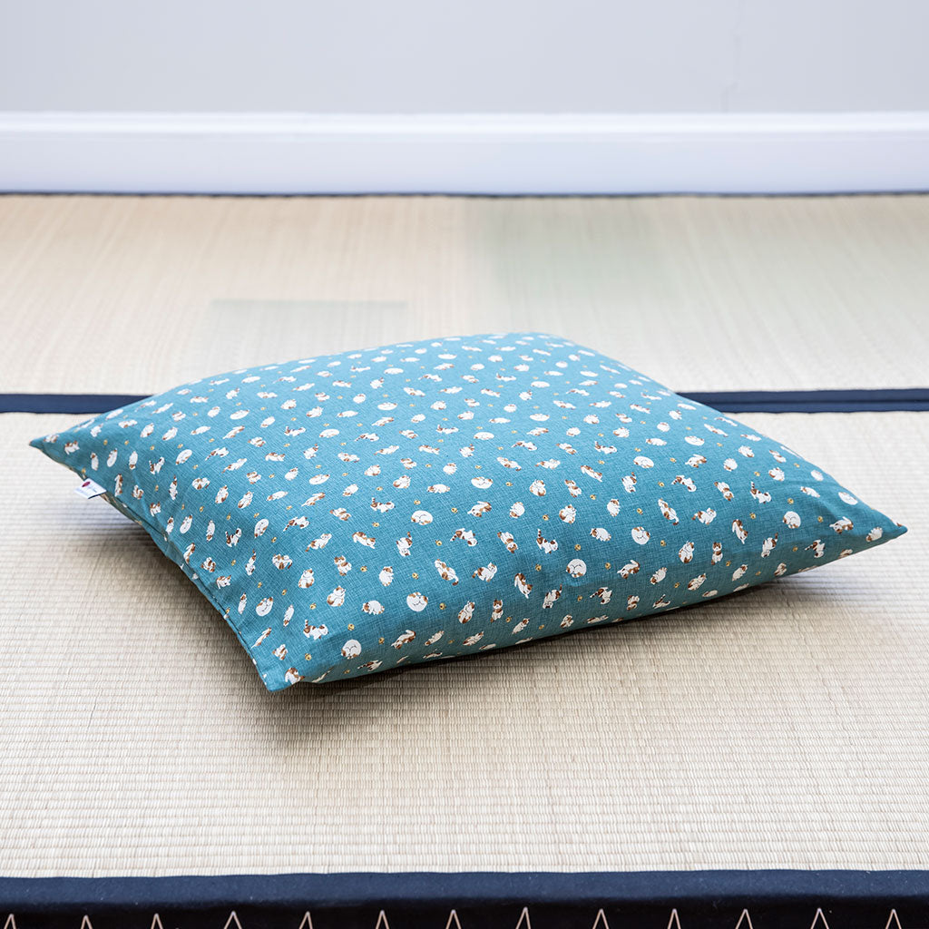 J-Life Koneko Blue Zabuton Floor Pillow - COVER ONLY