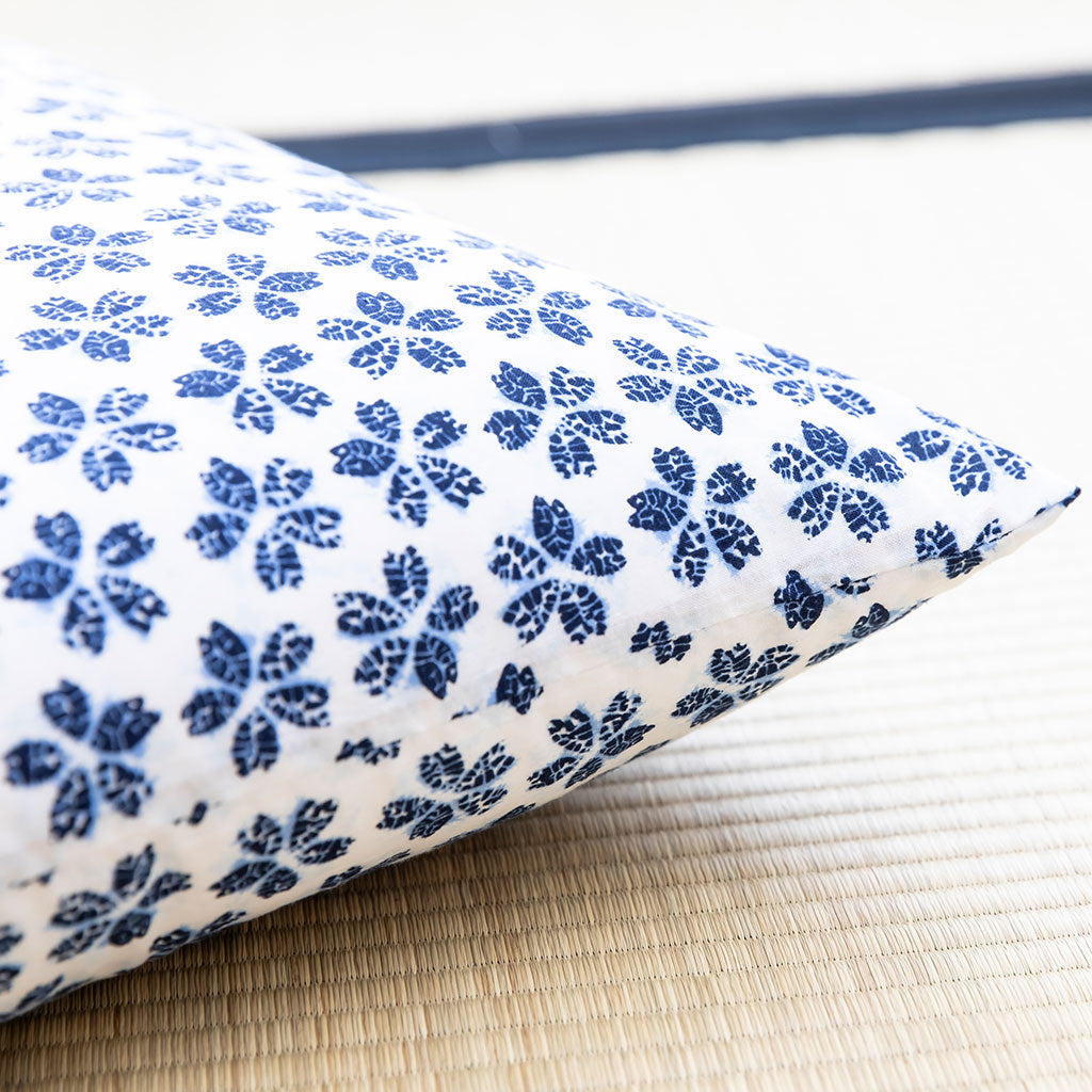 J-Life Plum Blossom Navy Zabuton Floor Pillow