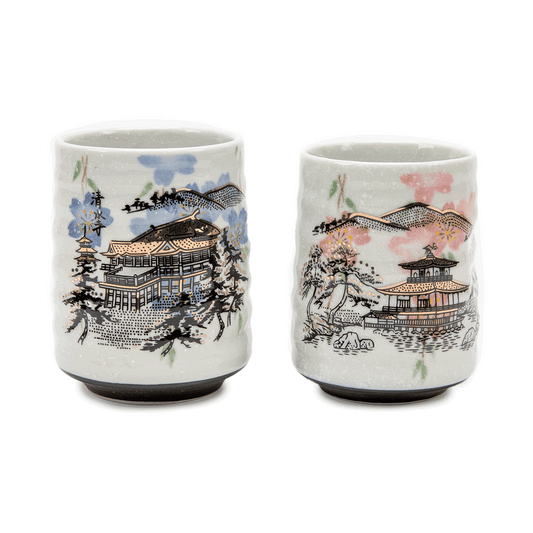 J-Life Japanese Tea Cup Set - Temple White