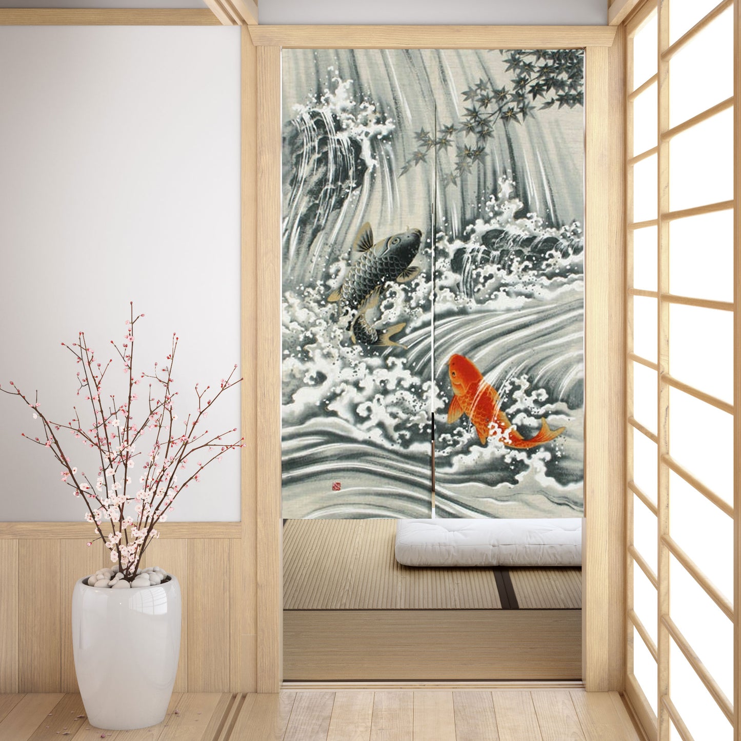 Koi Fish Graphic Noren Japanese Door Curtain