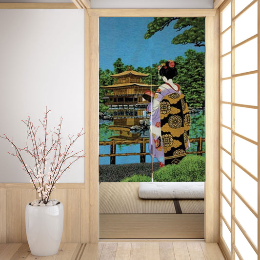 Temple Gazing Graphic Noren Japanese Door Curtain