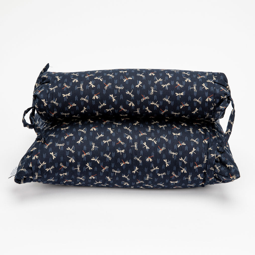 Buckwheat pillows with dragonfly pattern on a white background