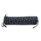 Navy cylindrical pillow with dragonfly pattern on a white background