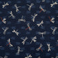 Navy fabric with white and red dragonfly pattern