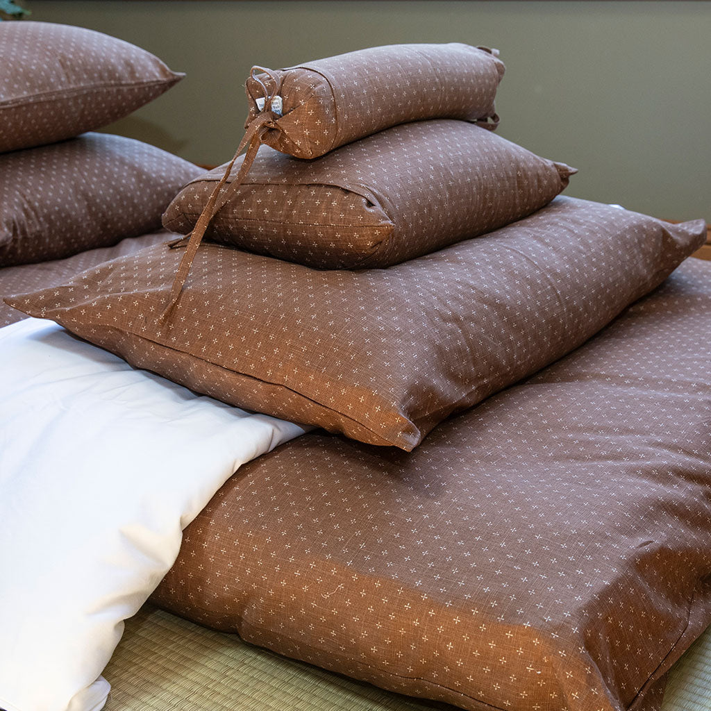 J-Life Kurumi Brown Buckwheat Hull Pillow - COVER ONLY