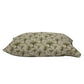 A rectangular pillowcase with a repeating palm tree pattern in olive green on a light beige background, shown against a plain white studio backdrop.