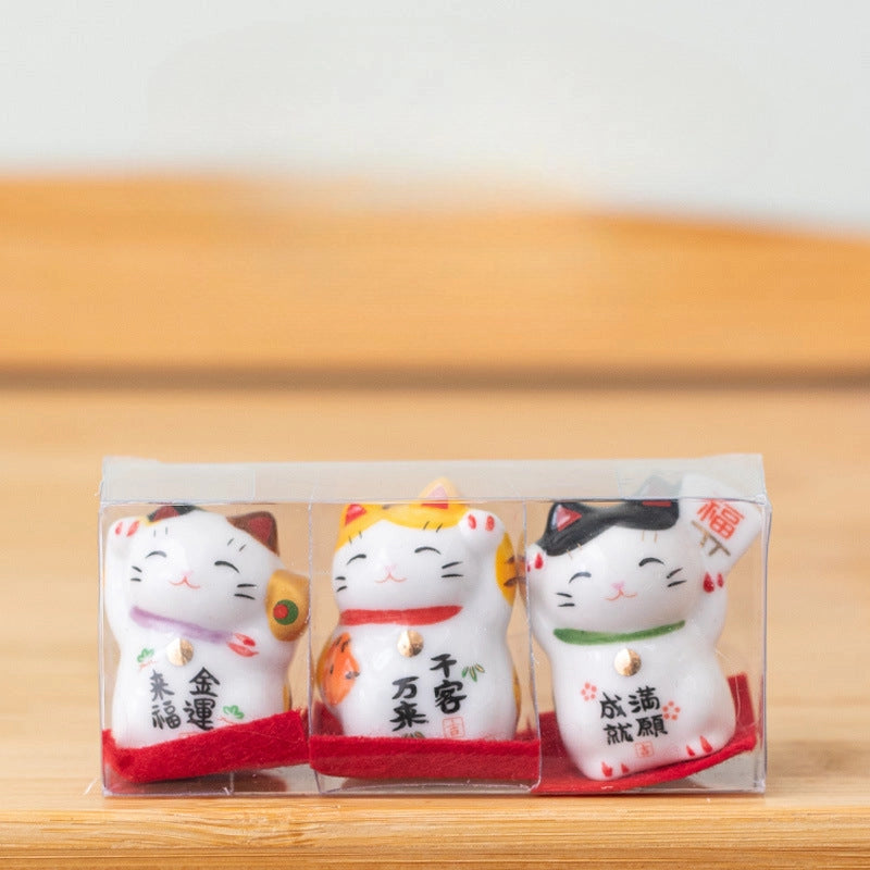 Mini Maneki Neko Set: Lucky Cats for Happiness & Good Fortune