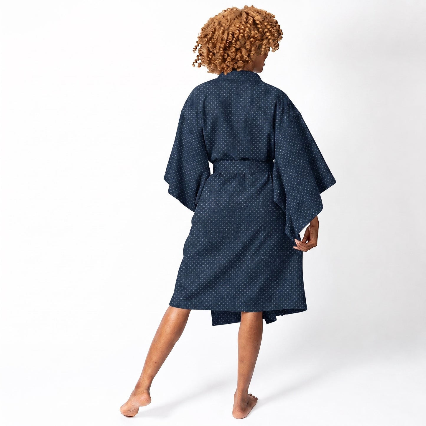 Traditional Yukata Cotton Robe in Aizome Navy