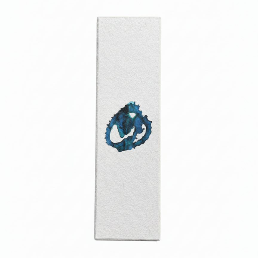 White product box with blue watercolor abstract logo on a white background.