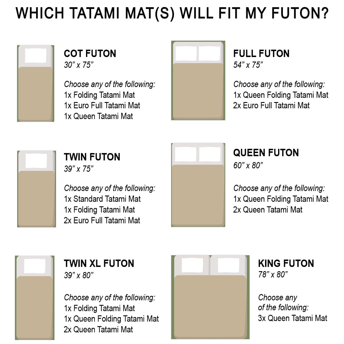 Shikibuton Tatami Mat Size Guide | J-Life