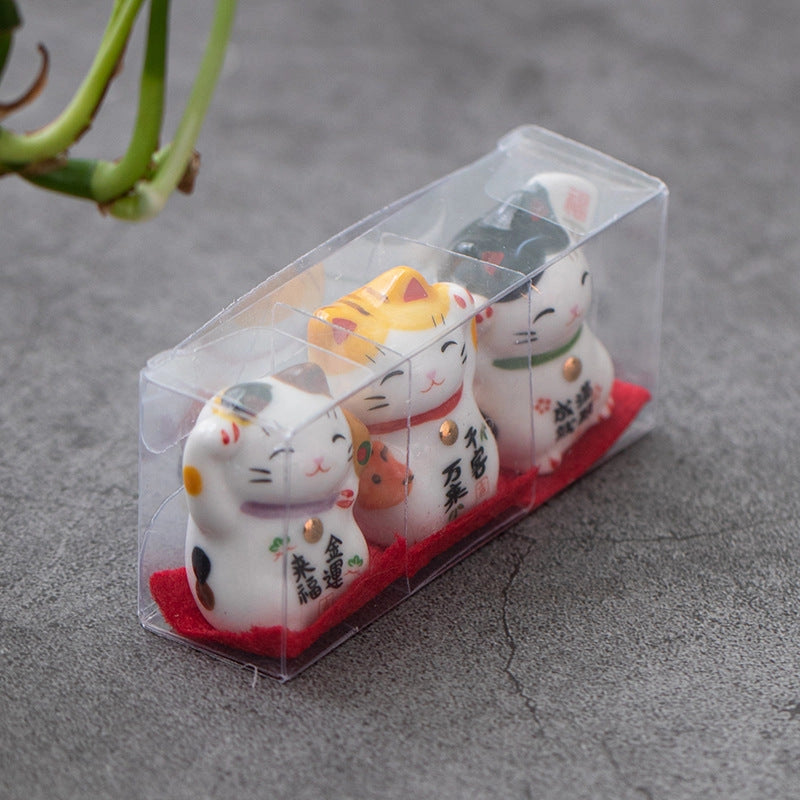Mini Maneki Neko Set: 3 Lucky Cats for Happiness and Good Fortune Mini Maneki Neko Set: 3 Lucky Cats for Happiness and Good Fortune