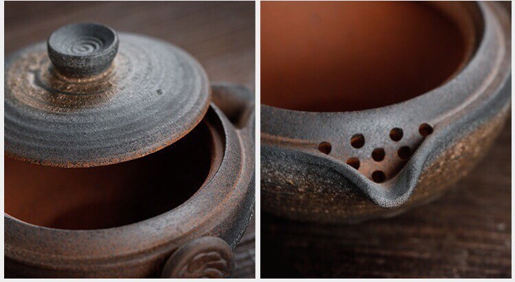 Detail images of a handmade ceramic chawan.