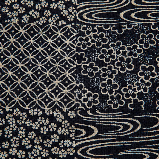 Imported Japanese Fabric - Patchi Navy_Fabric_Imported from Japan_100% Cotton_Japanese Sleep System