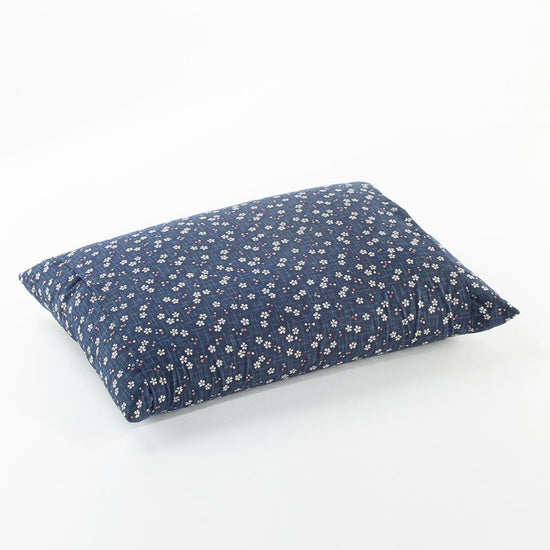 J-Life Sakura Navy Buckwheat Hull Pillow_Pillows & Shams_Buckwheat Hull Pillow