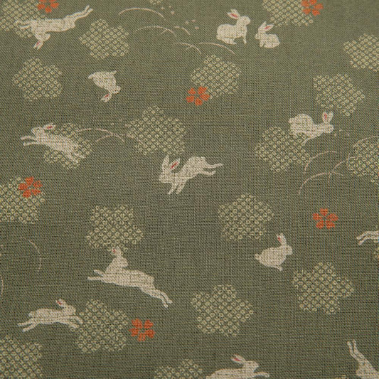 Imported Japanese Fabric- Usagi Green_Fabric_Imported from Japan_100% Cotton_Japanese Sleep System