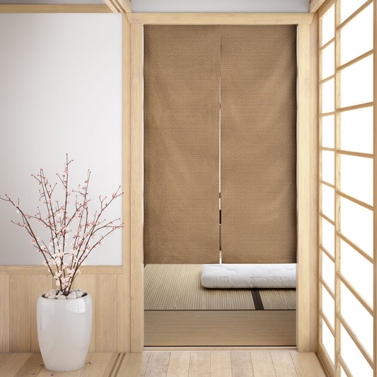 Asa No Ha Gold Noren Japanese Door Curtain