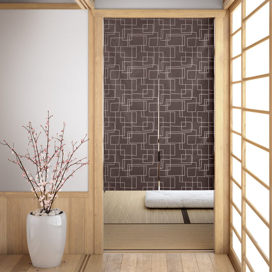 Shikaku Brown Noren Japanese Door Curtain