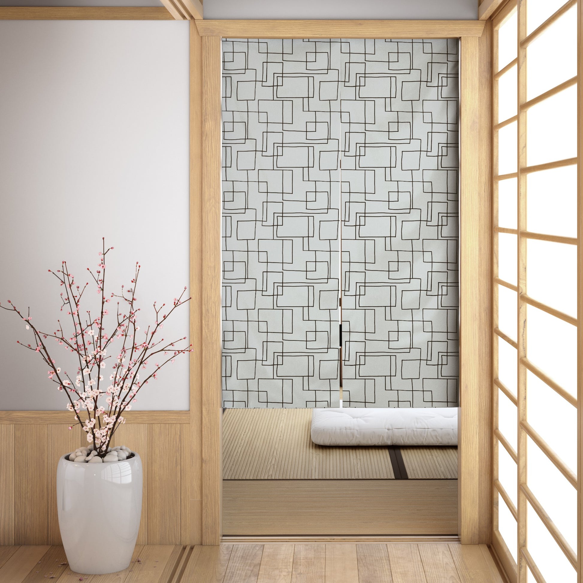 Shikaku White Noren Japanese Door Curtain
