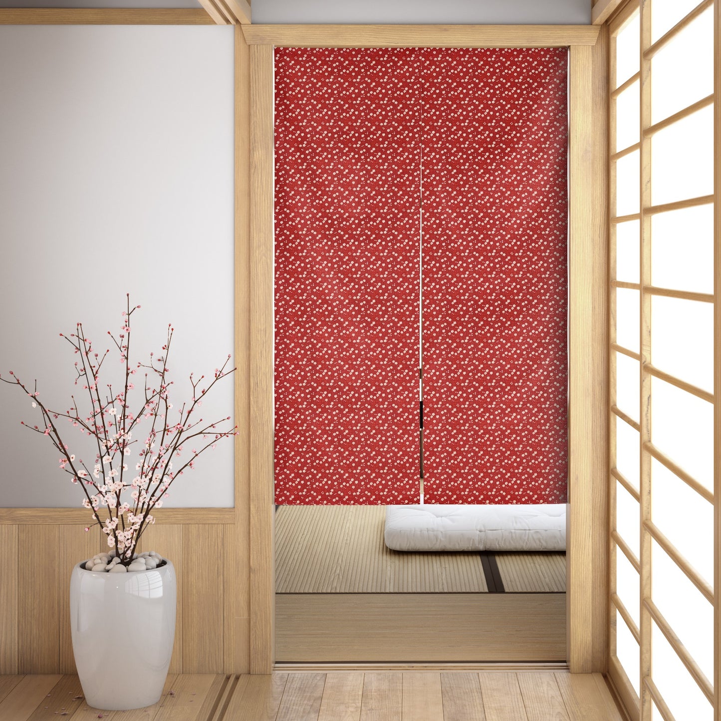 Sakura Red Noren Japanese Door Curtain