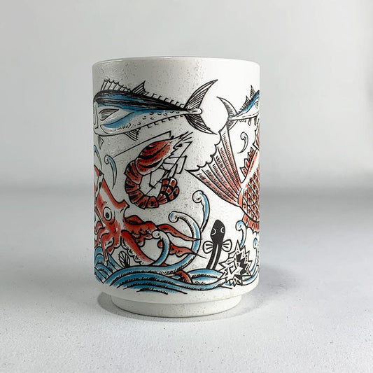 Illustrated Teacup, Sushi Fish