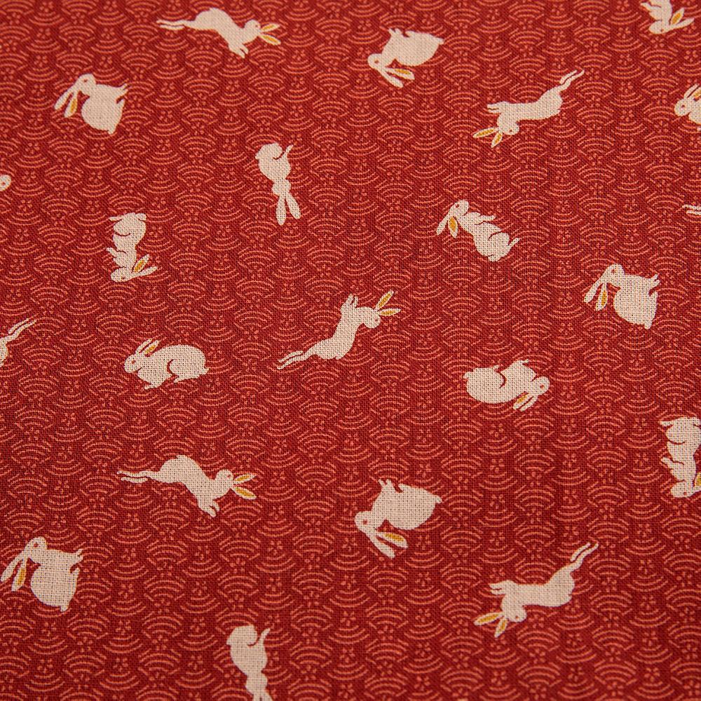 Imported Japanese Fabric- Usagi Red_Fabric_Imported from Japan_100% Cotton_Japanese Sleep System